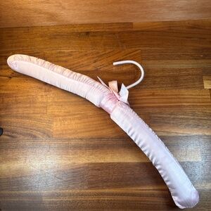 Pink Vintage Style Padded Silk Satin 15" Lingerie Dress Hanger with Ribbon